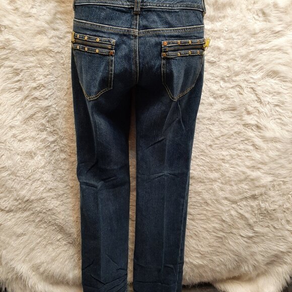 Michael Kors Woman's Blue Zipper Pockets Boot Cut Jeans Size: 4 - Picture 2 of 12